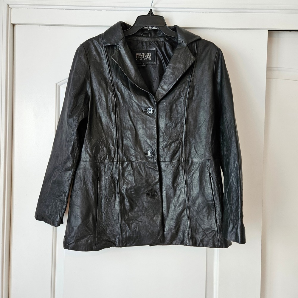 Wilsons Leather Pelle Studio Womens 1X Black CBK Basic Minimalist Capsule